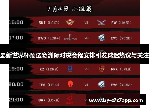 最新世界杯预选赛洲际对决赛程安排引发球迷热议与关注